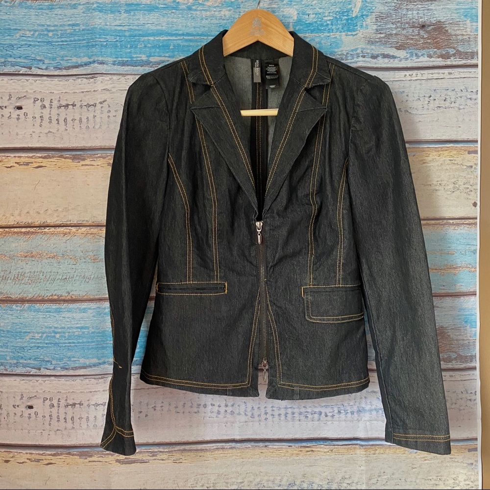 Bisou Bisou Denim Blazer Jacket Sz S - Picture 2 of 7